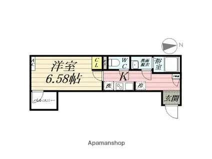 カインドネス本厚木ガーデンⅡ(1K/1階)の間取り写真