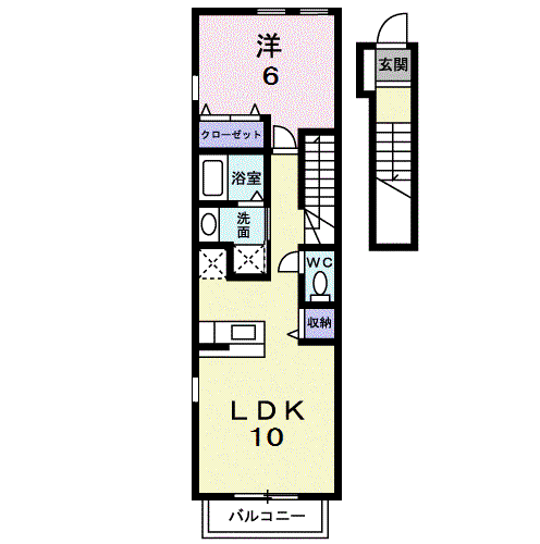 プラシード・Ⅱ(1LDK/2階)の間取り写真
