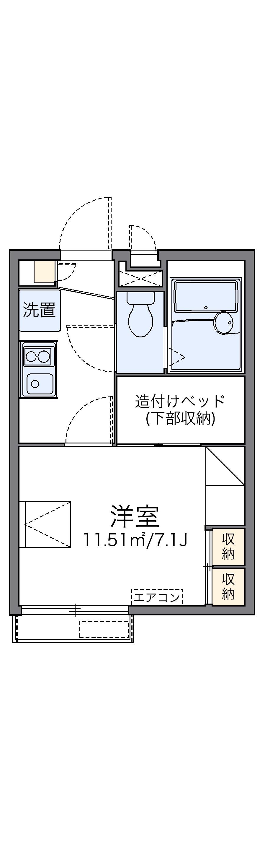 レオパレスストリームⅡ(1K/2階)の間取り写真