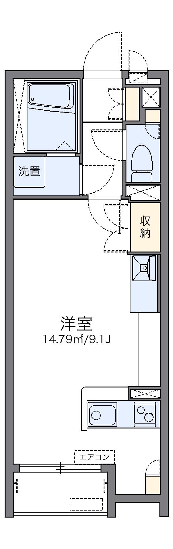 レオネクストトラッド湯河原(ワンルーム/1階)の間取り写真