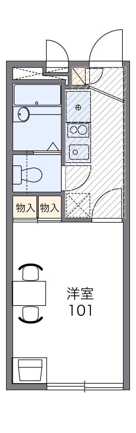 レオパレス小和田(1K/1階)の間取り写真