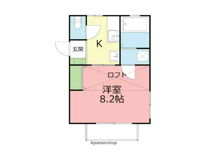 アーバニティⅠ(1K/2階)の間取り写真