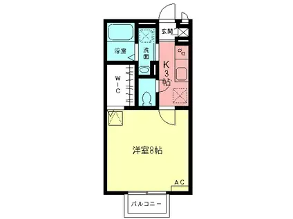 シティーパル楓(1DK/2階)の間取り写真