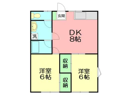 一の崎ハウス(2DK/1階)の間取り写真