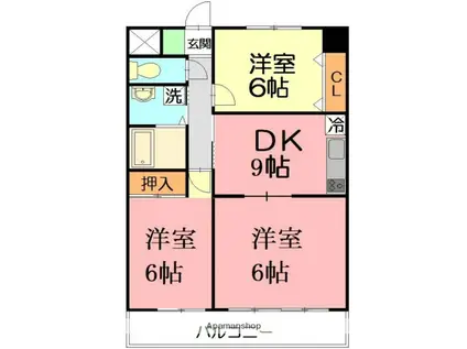 リステージ湘南川名(3DK/3階)の間取り写真