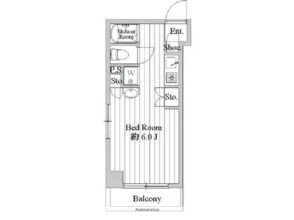 シーサイドビラ鵠沼(ワンルーム/4階)の間取り写真