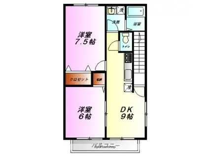 FAIR HOLME B棟(2DK/2階)の間取り写真