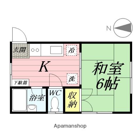 ベルハイム(1K/2階)の間取り写真