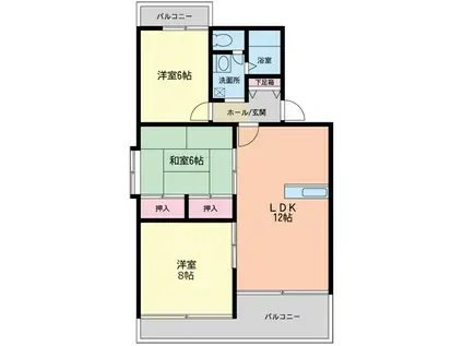 アムールKAMAEII(3LDK/2階)の間取り写真