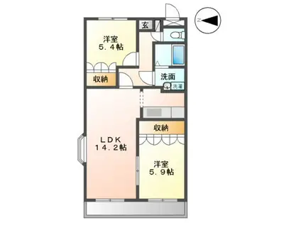ソレジオ湘南(2LDK/2階)の間取り写真
