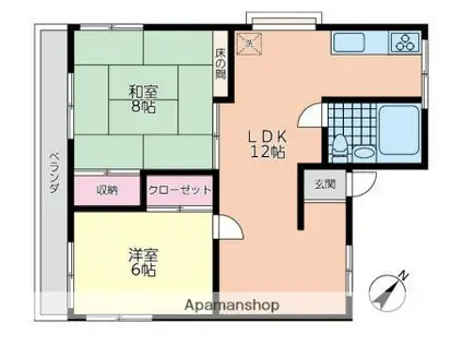 第1落合マンション(2LDK/1階)の間取り写真