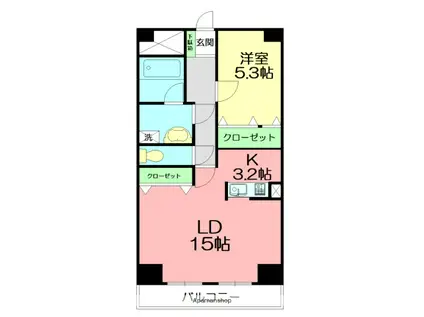 ペアコート伊勢原(1LDK/4階)の間取り写真
