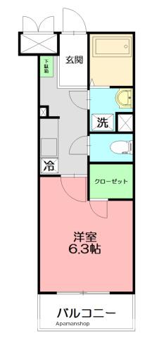 カレッジヒルズ(1K/2階)の間取り写真