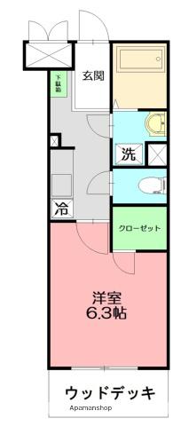 カレッジヒルズ(1K/1階)の間取り写真