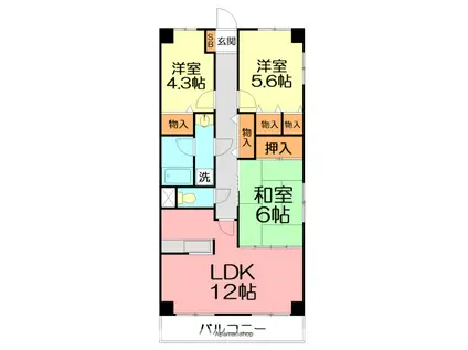 ロイヤルコート寒川(3LDK/3階)の間取り写真