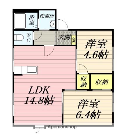 サンハイツフジⅡ(2LDK/1階)の間取り写真
