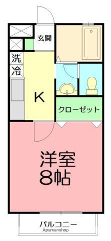 アビターレS(1K/1階)の間取り写真