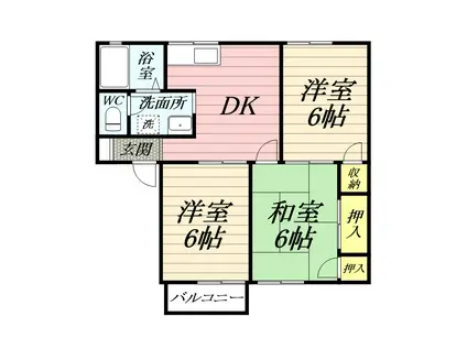 シャトル神戸(3DK/1階)の間取り写真