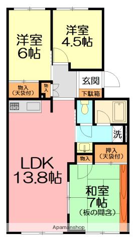 グリーンハイムイヌヰ4号(3LDK/4階)の間取り写真
