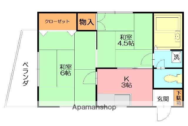 嶋津コーポ(2K/2階)の間取り写真