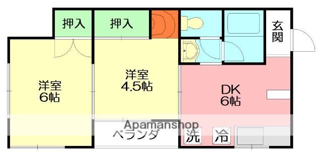 コーポハラ(2DK/2階)の間取り写真