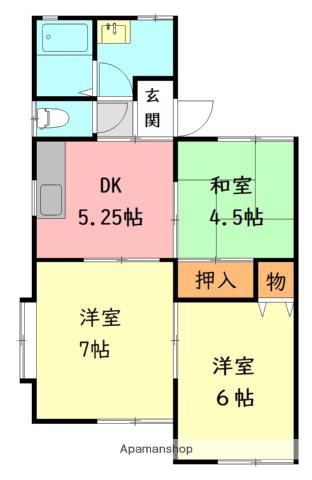 ヴィラ石原G(3DK/1階)の間取り写真