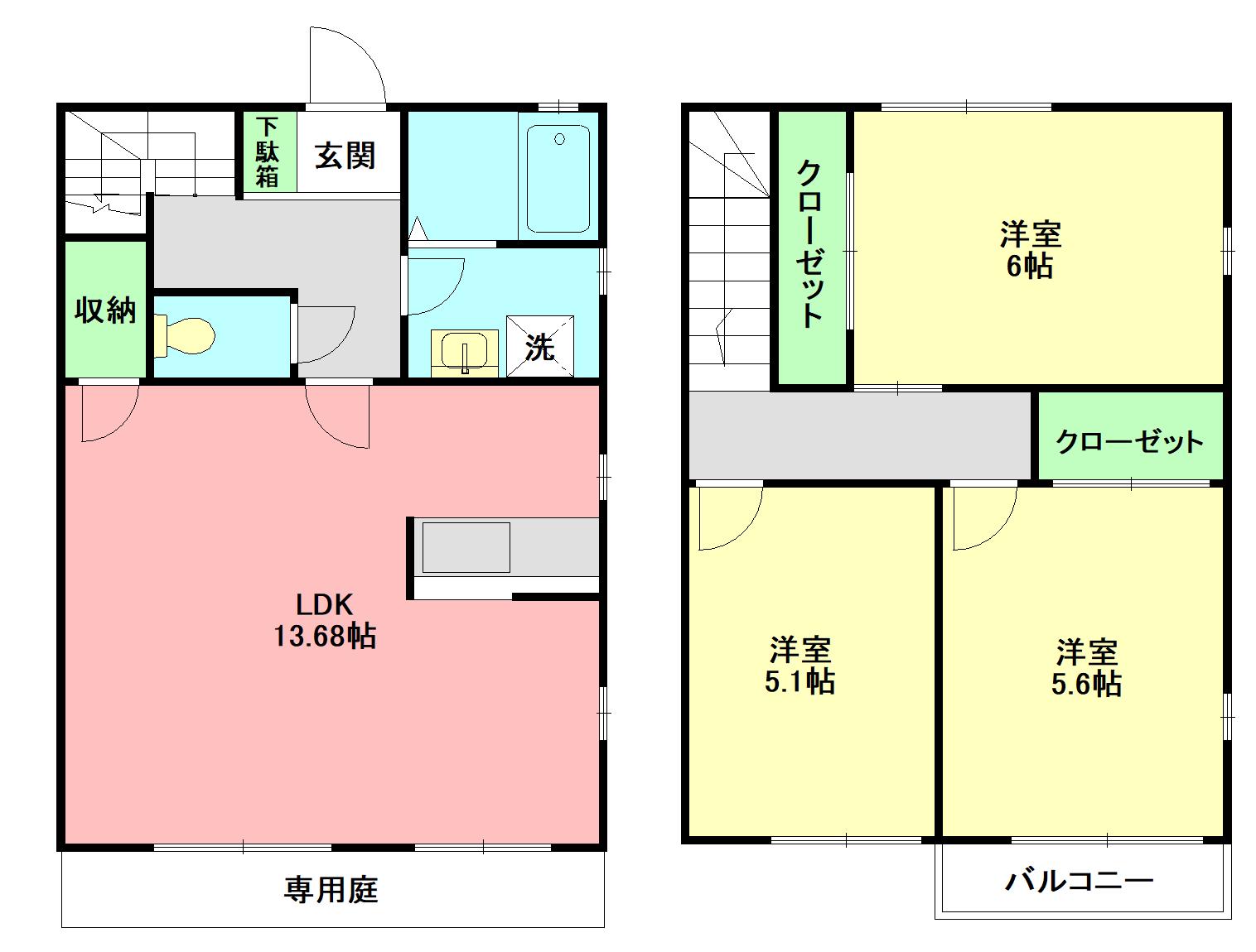 パストラルA棟(3LDK)の間取り写真