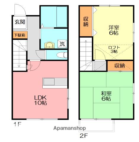 テラス66A(2LDK/2階)の間取り写真