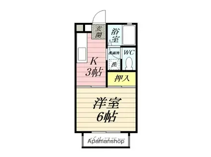 メゾンOKUTSU B(ワンルーム/2階)の間取り写真