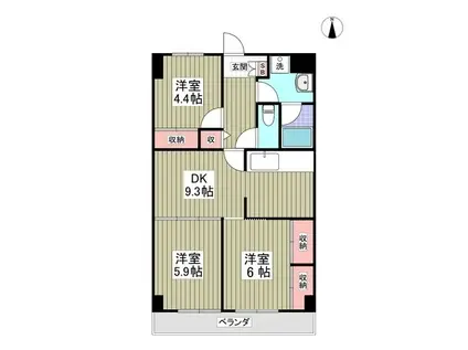 フラット171(3DK/7階)の間取り写真