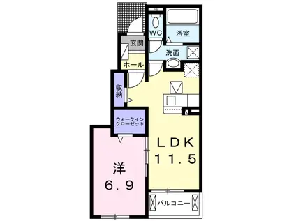 メゾンKA(1LDK/1階)の間取り写真
