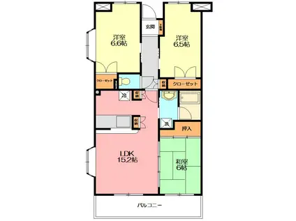NーFLATS藤沢善行A棟(3LDK/2階)の間取り写真