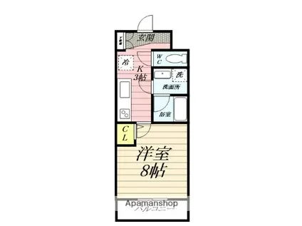 グランシエラ デュオ(1K/1階)の間取り写真