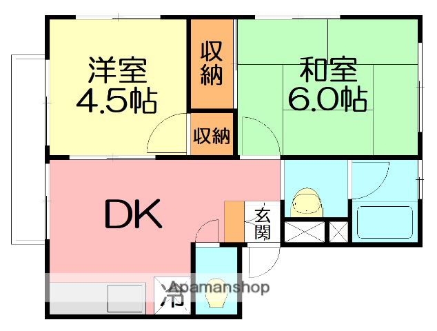 タウンホーム湘南B棟(2DK/2階)の間取り写真