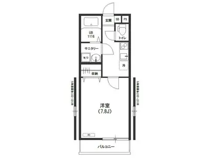 リブリクレイン(1K/1階)の間取り写真