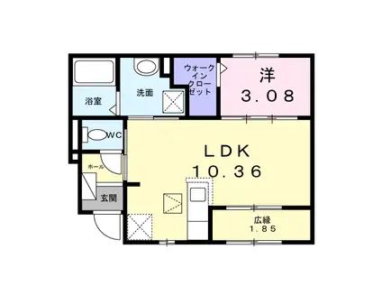 ソレイユメゾン(1LDK/1階)の間取り写真