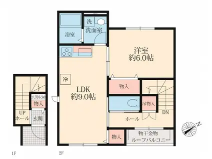 クレール カルム(1LDK/2階)の間取り写真