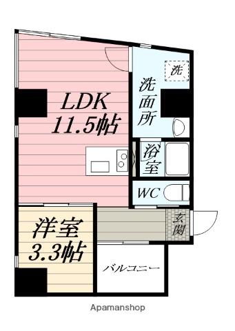 FJナインフロアビル(1LDK/6階)の間取り写真