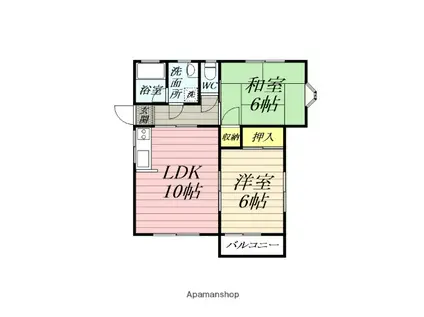 サンライズB(2LDK/2階)の間取り写真