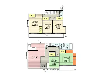 相模線 茅ケ崎駅 バス乗車時間:16分 堤坂下バス停で下車 徒歩11分 2階建 築32年(5LDK)の間取り写真