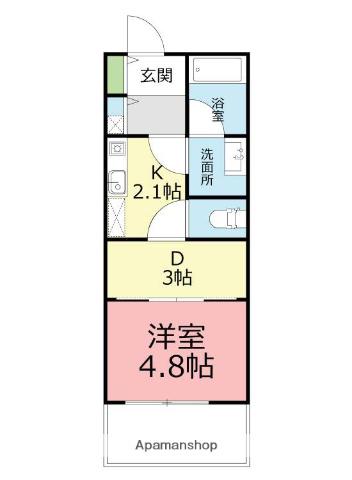 シャンテいせはら(1DK/5階)の間取り写真