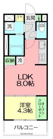 LIEBE WATANABE(1LDK/2階)の間取り写真
