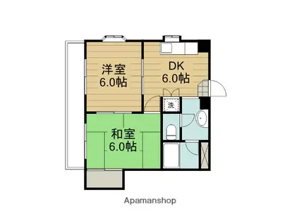 ジュネパレス平塚第03(2DK/3階)の間取り写真