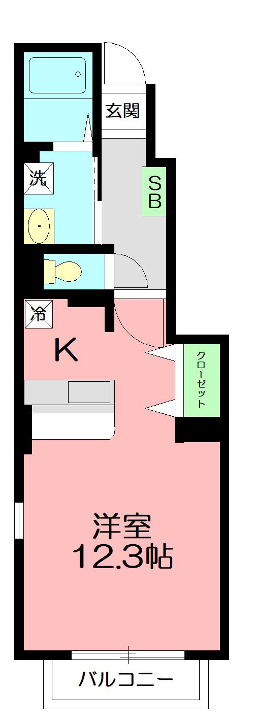 クラール曽比Ⅱ(ワンルーム/1階)の間取り写真
