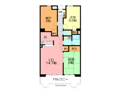 サンジュネス湘南(3LDK/5階)の間取り写真