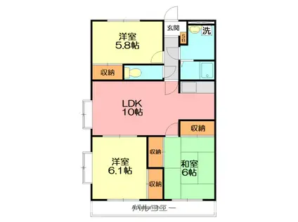 グランドール湘南(3LDK/4階)の間取り写真