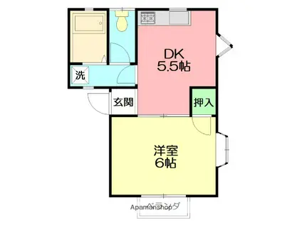 エスポアール伊勢原(1DK/1階)の間取り写真