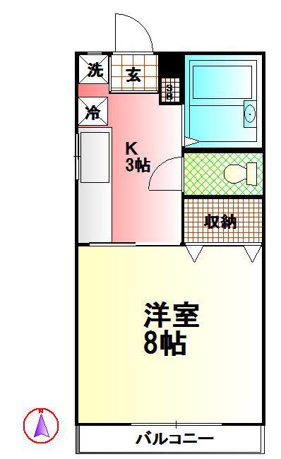 ハイツKIYO A(1K/1階)の間取り写真