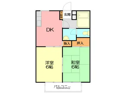 アネックス(2DK/1階)の間取り写真