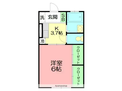 ピアハイツ旭(1K/1階)の間取り写真